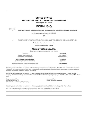 Thumbnail Micron Technology 10-Q Quarterly Report FY 