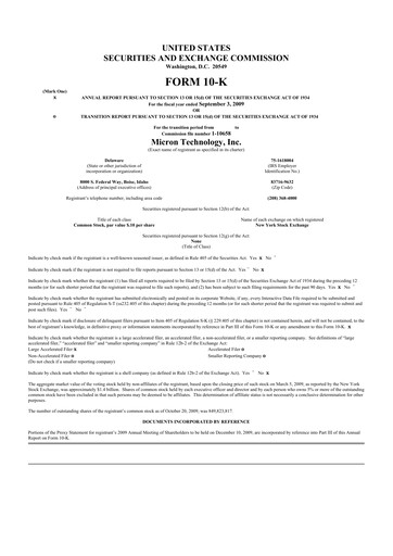 Thumbnail Micron Technology 10-K Annual Report 