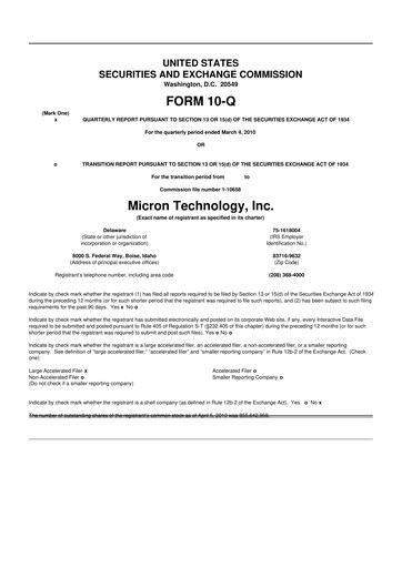 Thumbnail Micron Technology 10-Q Quarterly Report FY 