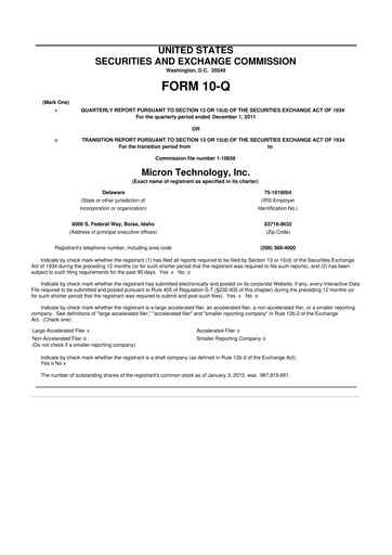 Thumbnail Micron Technology 10-Q Quarterly Report FY2012 