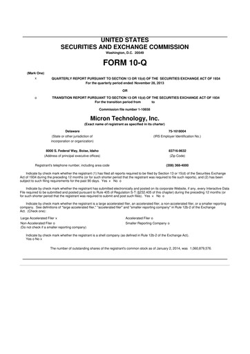 Thumbnail Micron Technology 10-Q Quarterly Report FY2014 