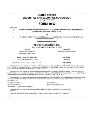 Thumbnail Micron Technology 10-Q Quarterly Report FY2014 
