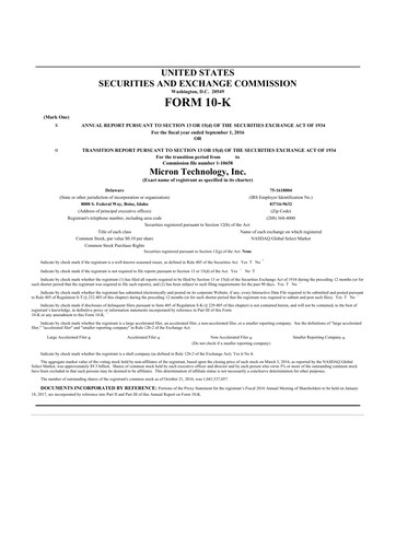 Thumbnail Micron Technology 10-K Annual Report 2016