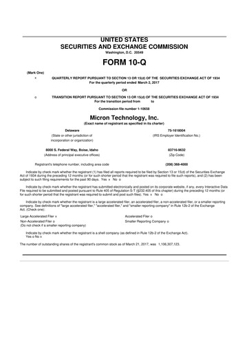 Thumbnail Micron Technology 10-Q Quarterly Report FY2017 