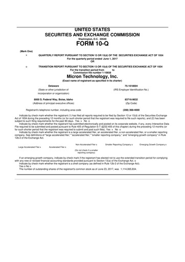 Thumbnail Micron Technology 10-Q Quarterly Report FY2017 