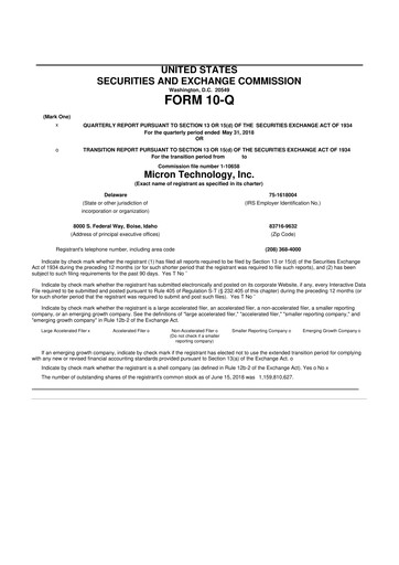 Thumbnail Micron Technology 10-Q Quarterly Report FY2018 