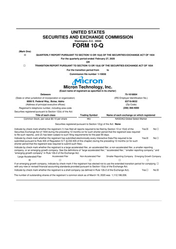 Thumbnail Micron Technology 10-Q Quarterly Report FY2020 
