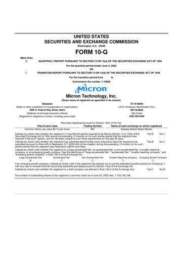 Thumbnail Micron Technology 10-Q Quarterly Report FY2022 