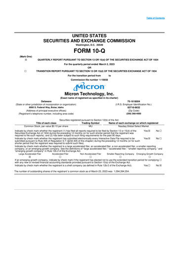 Thumbnail Micron Technology 10-Q Quarterly Report FY2023 