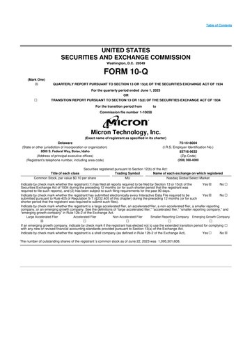 Thumbnail Micron Technology 10-Q Quarterly Report FY2023 