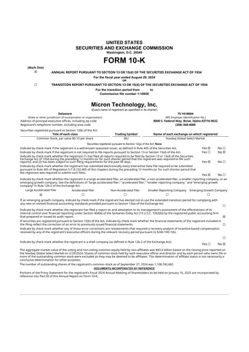 Thumbnail Micron Technology 10-K Annual Report 2024