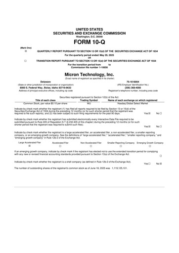 Thumbnail Micron Technology 10-Q Quarterly Report FY2025 