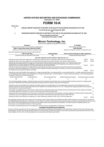 Thumbnail Micron Technology 10-K Annual Report 2025