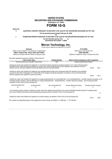 Vorschaubild Micron Technology 10-Q Quartalsbericht 2026 
