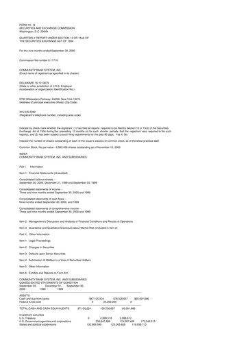 Thumbnail Community Financial System 10-Q Quarterly Report FY 