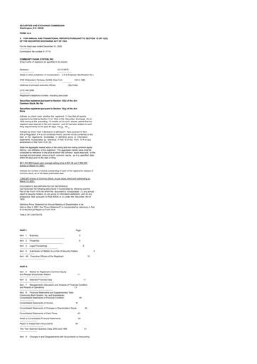Thumbnail Community Financial System 10-K Annual Report 2000