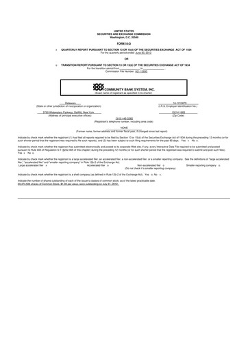 Thumbnail Community Financial System 10-Q Quarterly Report FY2012 