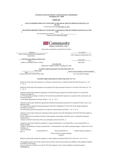 Thumbnail Community Financial System 10-K Annual Report 2015