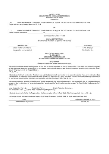 Thumbnail Cintas 10-Q Quarterly Report FY2013 