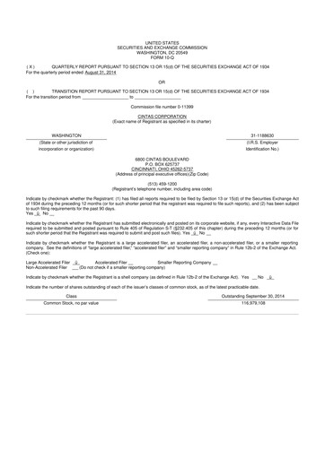 Thumbnail Cintas 10-Q Quarterly Report FY2015 