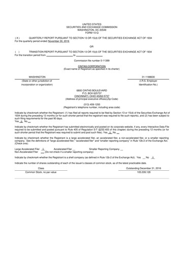 Thumbnail Cintas 10-Q Quarterly Report FY2017 