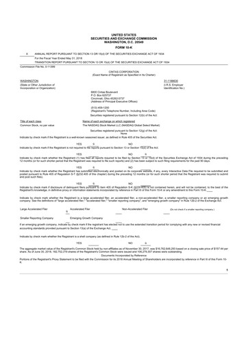 Thumbnail Cintas 10-K Annual Report 2018