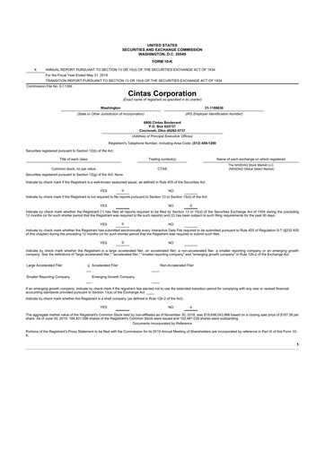 Thumbnail Cintas 10-K Annual Report 2019
