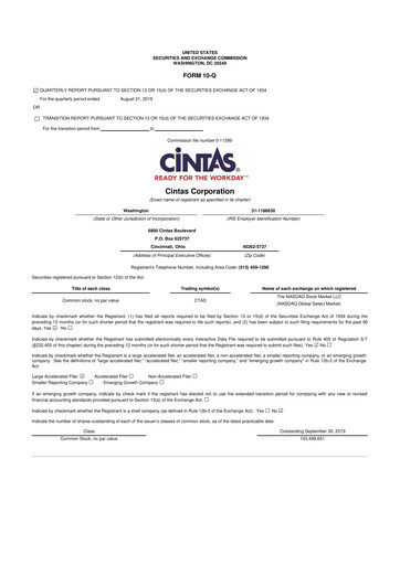 Thumbnail Cintas 10-Q Quarterly Report FY2020 