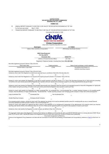 Thumbnail Cintas 10-K Annual Report 2020