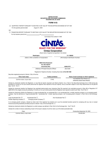 Thumbnail Cintas 10-Q Quarterly Report FY2021 