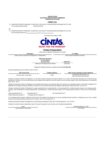Thumbnail Cintas 10-Q Quarterly Report FY2023 