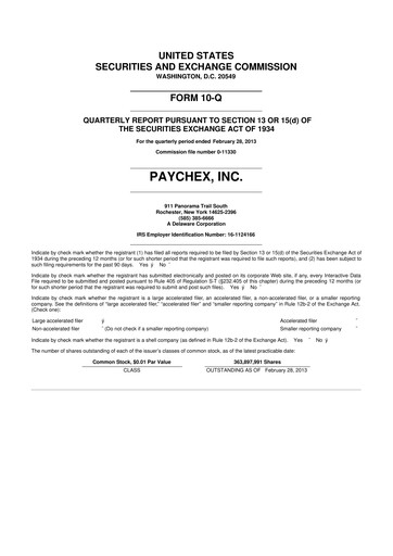 Vorschaubild Paychex 10-Q Quartalsbericht 2013 