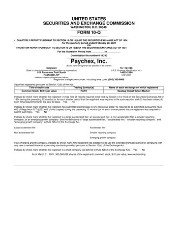 Vorschaubild Paychex 10-Q Quartalsbericht 2021 