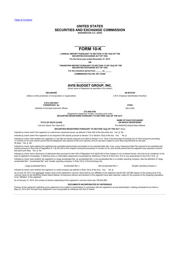 Thumbnail Avis Budget Group
 10-K Annual Report 2013