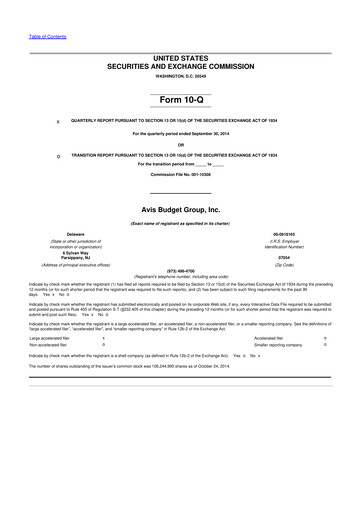 Thumbnail Avis Budget Group
 10-Q Quarterly Report FY2014 