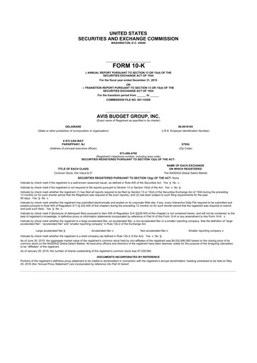 Thumbnail Avis Budget Group
 10-K Annual Report 2015