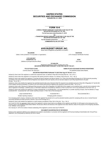 Thumbnail Avis Budget Group
 10-K Annual Report 2018