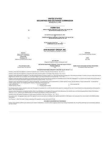 Thumbnail Avis Budget Group
 10-K Annual Report 2021