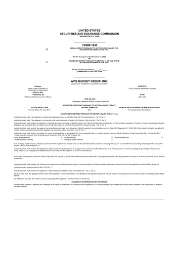 Thumbnail Avis Budget Group
 10-K Annual Report 2022