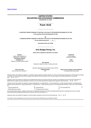 Thumbnail Avis Budget Group
 10-Q Quarterly Report FY2024 