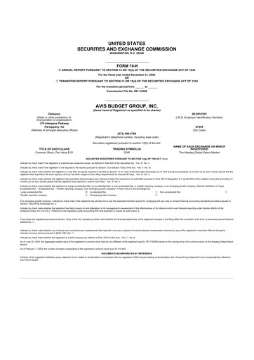 Thumbnail Avis Budget Group
 10-K Annual Report 2024