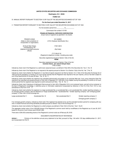 Thumbnail Franklin Financial Services Corporation 10-K Annual Report 2017
