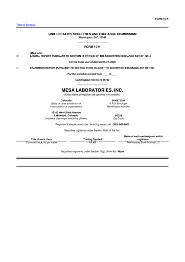 Thumbnail Mesa Laboratories 10-K Annual Report 2026