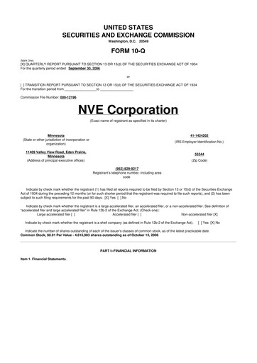 Thumbnail NVE Corporation
 10-Q Quarterly Report FY 