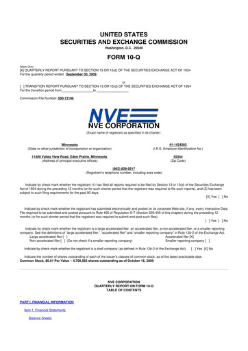 Thumbnail NVE Corporation
 10-Q Quarterly Report FY 