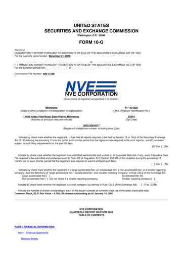 Thumbnail NVE Corporation
 10-Q Quarterly Report FY 