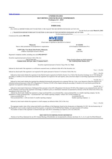 Thumbnail NVE Corporation
 10-K Annual Report 2013