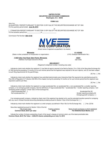 Thumbnail NVE Corporation
 10-Q Quarterly Report FY2020 