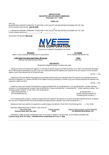Thumbnail NVE Corporation
 10-Q Quarterly Report FY2021 