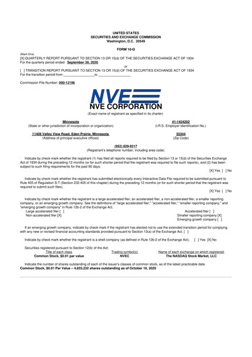 Thumbnail NVE Corporation
 10-Q Quarterly Report FY2021 